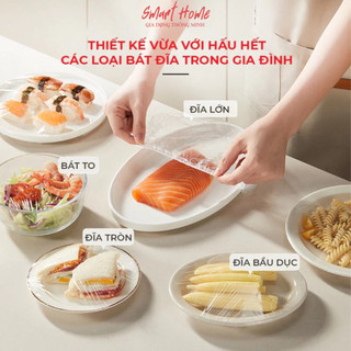 Màng Bọc Thực Phẩm Co Giãn Siêu Dai . Bịch 300 cái Dạng Rút Có Chun Tiện Lợi Bọc Thức Ăn