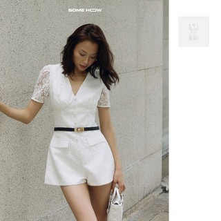 Jumpsuit Nữ Short Sleeve Lace Romper, Chất Vải Ren Cotton Phối Phi Taffta,WJS008, SOME HOW STORE