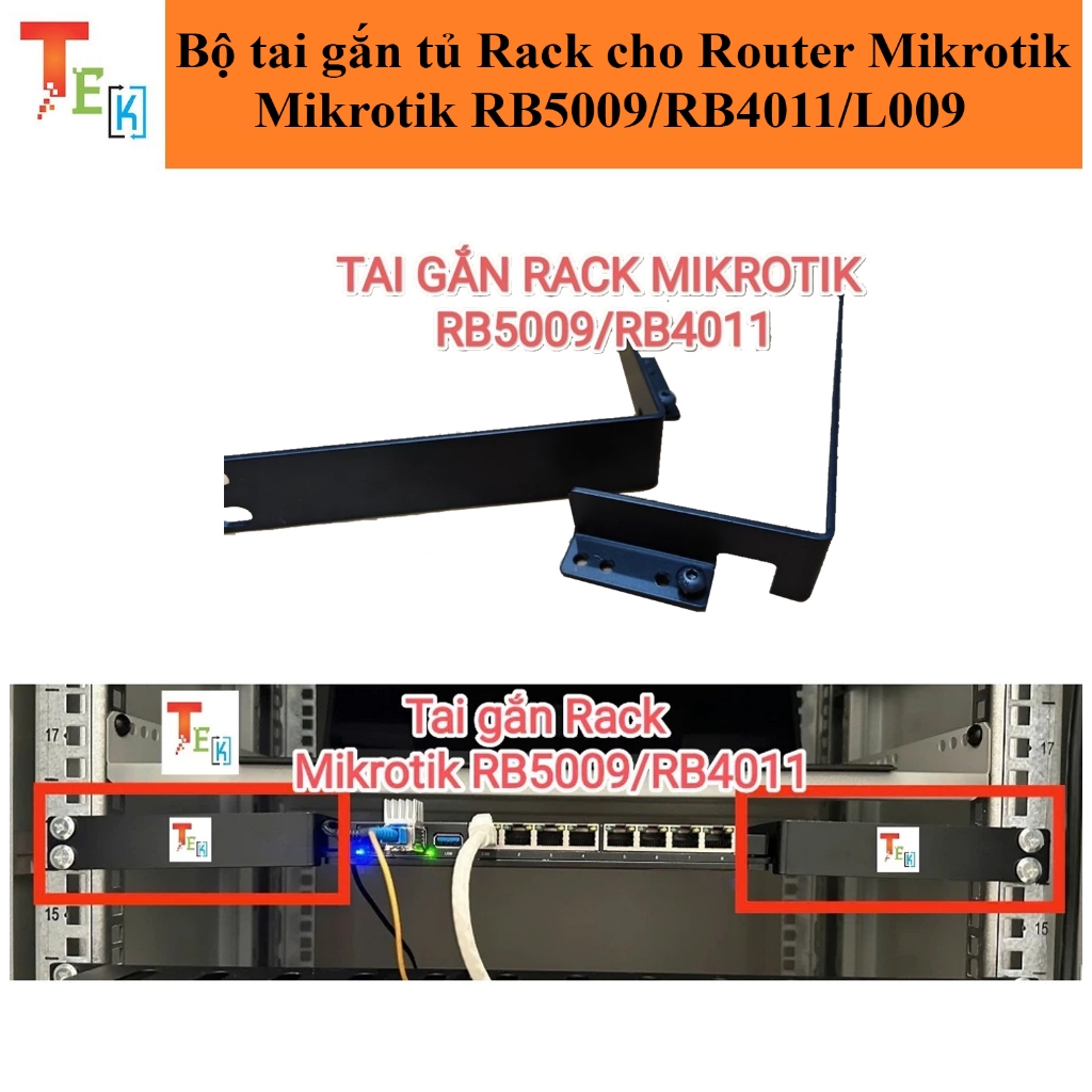 (Kim loại) Bộ tai gắn tủ Rack cho Router Mikrotik RB5009/RB4011/L009 ...