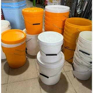 Xô (thùng) bê 10l/20l, thùng sơn, xô đựng nước quai sắt PP màu trắng, vàng (KHÔNG NẮP) - Trường An VN