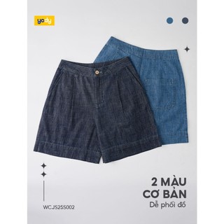Quần short jeans YODY chất denim giấy mỏng nhẹ thoáng mát, dáng baggy tôn dáng WCJS25S002