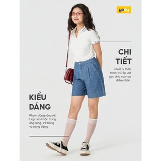 Quần short jeans YODY chất denim giấy mỏng nhẹ thoáng mát, dáng baggy tôn dáng WCJS25S002