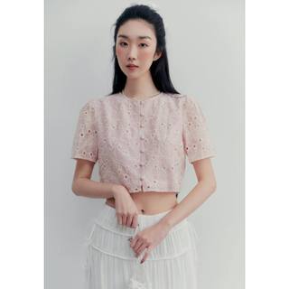 Áo croptop OLV dáng suông họa tiết ren hoa trẻ trung Ottilie và Keada phù hợp đi làm đi chơi