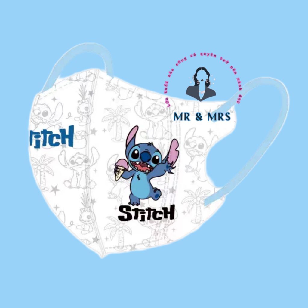 (Set 10/60c) Khẩu Trang Hoạt Hình stitch 3d cho be 3-12T