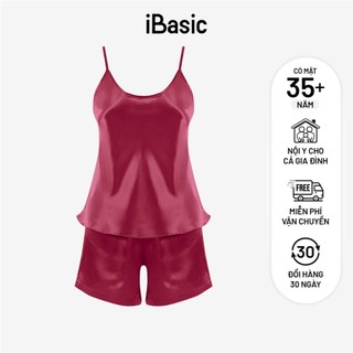 Đồ bộ mặc nhà nữ iBasic lụa satin áo hai dây quần đùi HOMW068