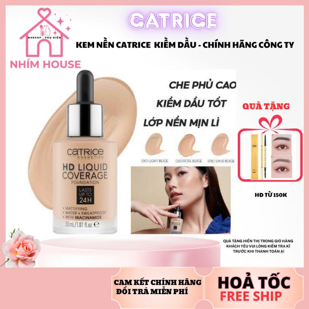 CATRICE Kem nền dạng lỏng Catrice HD Liquid Coverage che phủ tự nhiên 24h 30ml | NHÍM HOUSE