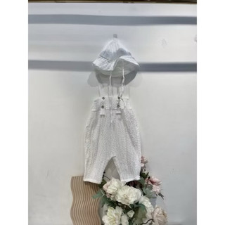 Romper trắng hai dây kèm mũ – style Hàn xinh xắn cho bé 🌿