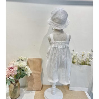 Romper trắng hai dây kèm mũ – style Hàn xinh xắn cho bé 🌿