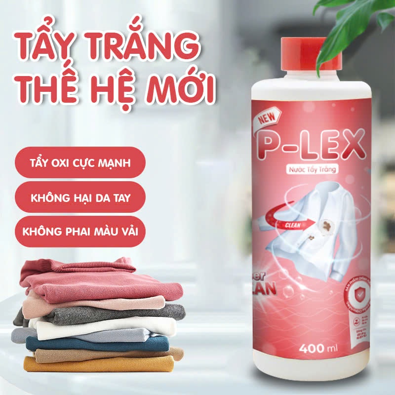 Xịt Tẩy Trắng Quần Áo PLEX 400ml – Tẩy Vết Ố, Mốc, Mực, Dầu Mỡ – Không Phai Màu – An Toàn Da Tay