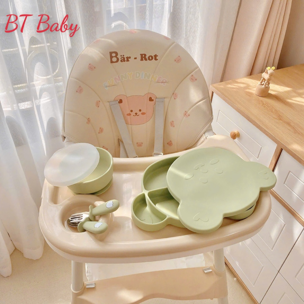 Set ăn dặm thìa dĩa silicone nhà Bar rot chất liệu Platinum silicone xịn xò, an toàn tuyệt đối Bahu_Baby