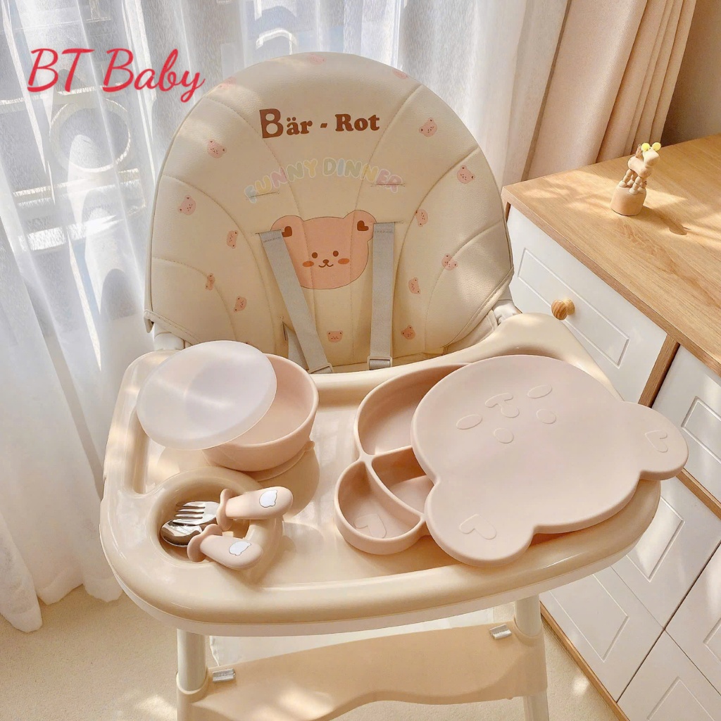 Set ăn dặm thìa dĩa silicone nhà Bar rot chất liệu Platinum silicone xịn xò, an toàn tuyệt đối Bahu_Baby
