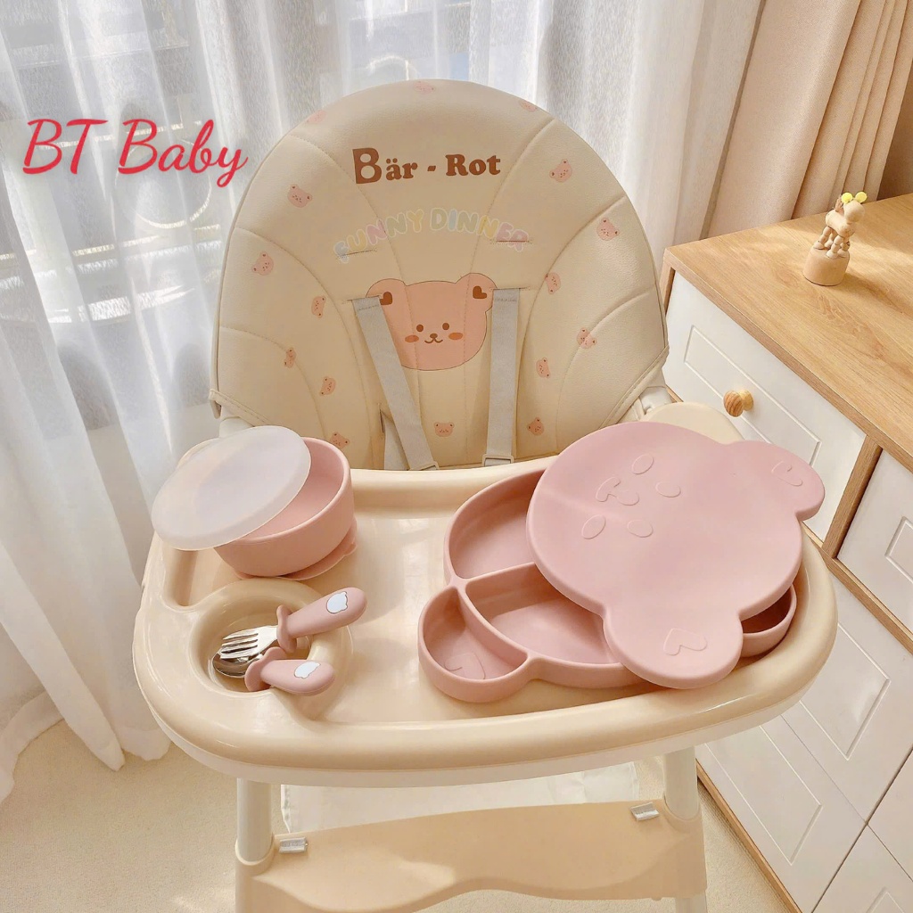 Set ăn dặm thìa dĩa silicone nhà Bar rot chất liệu Platinum silicone xịn xò, an toàn tuyệt đối Bahu_Baby