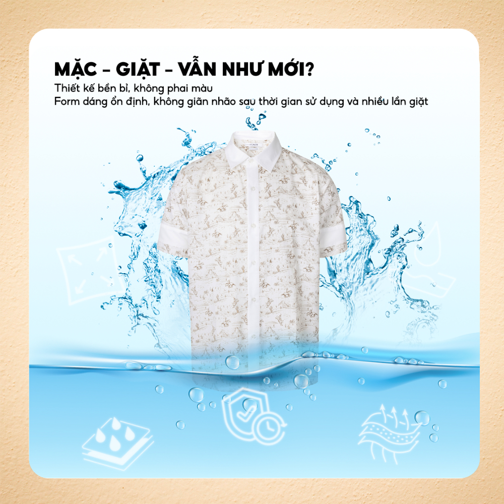 Áo sơ mi nam Buckaroo tay ngắn, vải lụa chéo mát mẻ, không xù, họa tiết cao bồi in chuyển nhiệt cao cấp, bền màu -FEAER