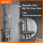 KOYOT Bộ Vòi Hoa Sen 4 Nút Thiết Kế Phím Đàn Piano Xám 4 Trong 1 Đứng Hình Vuông  Cổng Nước Vào ở Bên Hông Sen Tắm Tăng — ảnh 1