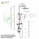KOYOT Bộ Vòi Hoa Sen 4 Nút Thiết Kế Phím Đàn Piano Xám 4 Trong 1 Đứng Hình Vuông  Cổng Nước Vào ở Bên Hông Sen Tắm Tăng — ảnh 8