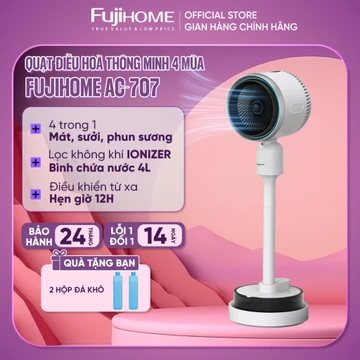 Quạt mát điều hòa không khí Fujihome AC707 Nhập khẩu, máy làm mát sưởi ấm, phun sương,diệt khuẩn UV lọc không khí ion âm