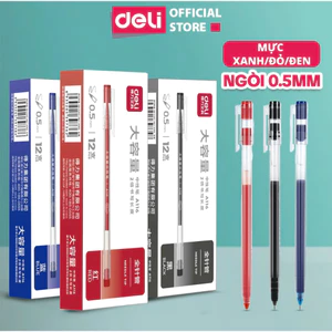 Bút Gel Mực Nước Deli A116 – 0.5mm – Mực Xanh/Đen/Đỏ – Viết Trơn, Nhanh Khô – Văn Phòng, Học Sinh