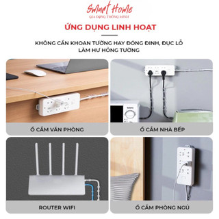 Miếng Dán Tường Treo Ổ Điện, Router Wifi, Xoay 360 Độ Tiện Lợi - Keo Siêu Dính - Nhựa ABS Cao Cấp