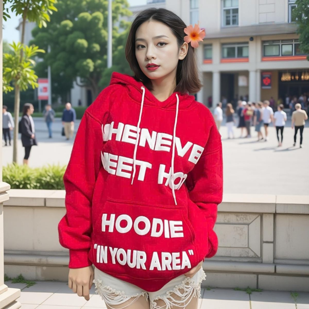 Áo Hoodie Đi Nắng WHENEVER In Chữ Nổi 3D Dáng Rộng Nam Nữ Mùa Thu Đông Mặc Cặp Đôi SSL