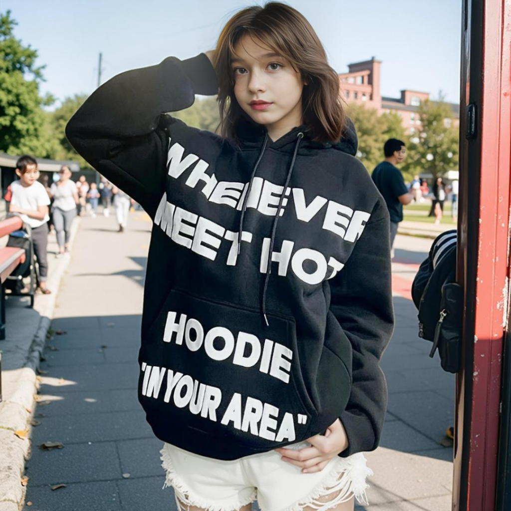 Áo Hoodie Đi Nắng WHENEVER In Chữ Nổi 3D Dáng Rộng Nam Nữ Mùa Thu Đông Mặc Cặp Đôi SSL