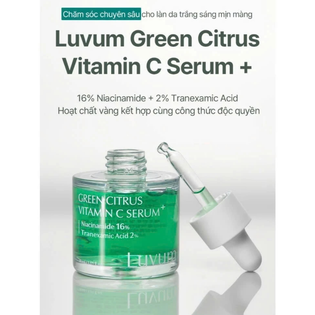 Tinh Chất Dưỡng Trắng Luvum Green Citrus Vitamin C+ Niacinamide 16% Tranexamic 2% Serum - 30ml
