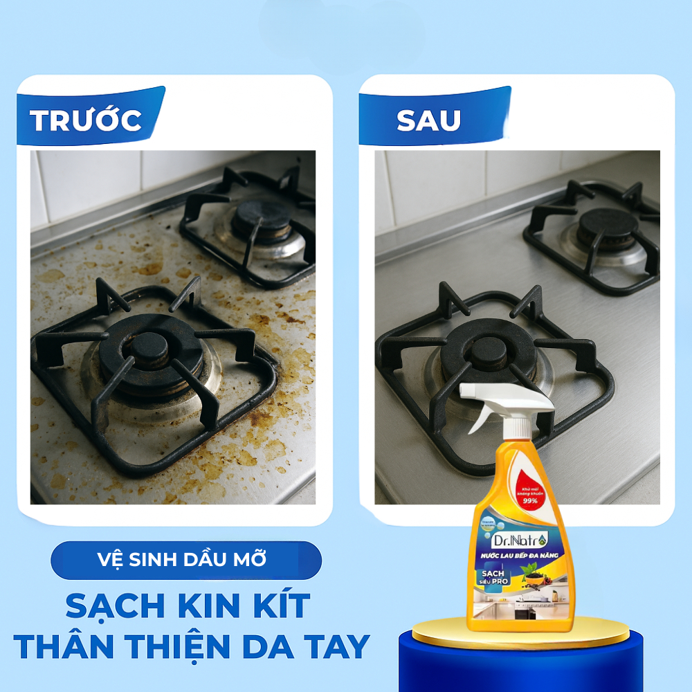 Sử dụng Chai Nước Lau Bếp Dr Natro trong đời sống