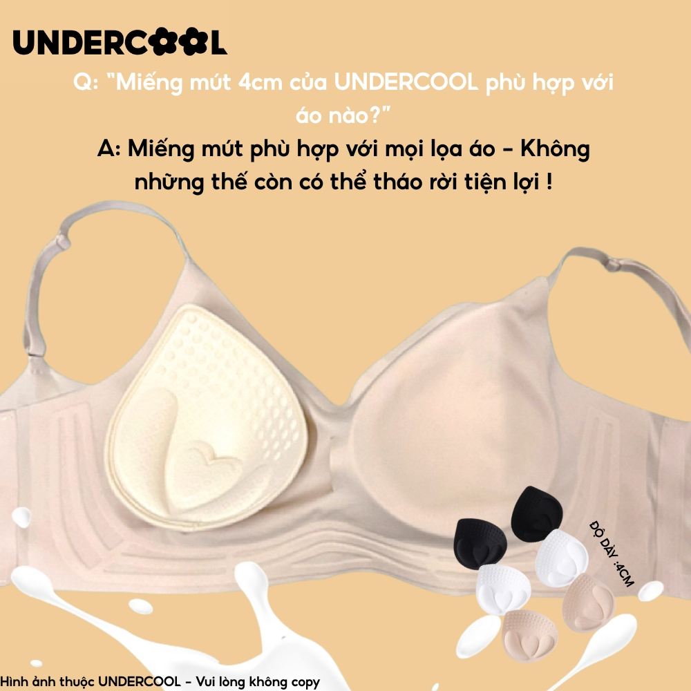 Đôi Đệm Mút Áo Bra UNDERCOOL Hình Tim Dày 4cm Nâng Độn Ngực Cúp Tròn Căng Tròn Tự Nhiên – Mút Lót Áo Ngực DT28