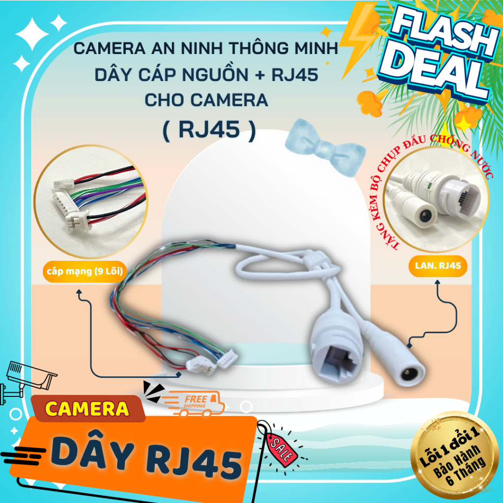 Dây Cáp nguồn+RJ45 Cho Camera (9 Lõi) - Tương Thích Với Tất Cả Các Dòng ...