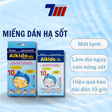 Miếng Dán Hạ Sốt Aikido Gel Cool Patch Chườm Mát Nhanh Chóng Cho Trẻ Em, Hiệu Quả Đến 10 Giờ