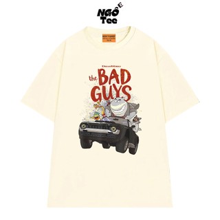 Áo Thun The Bad Guys NGỐ TEE Mr Shark Lái Xe Chạy Trốn Vải Cotton 75 Mềm Mịn Thoáng Mát
