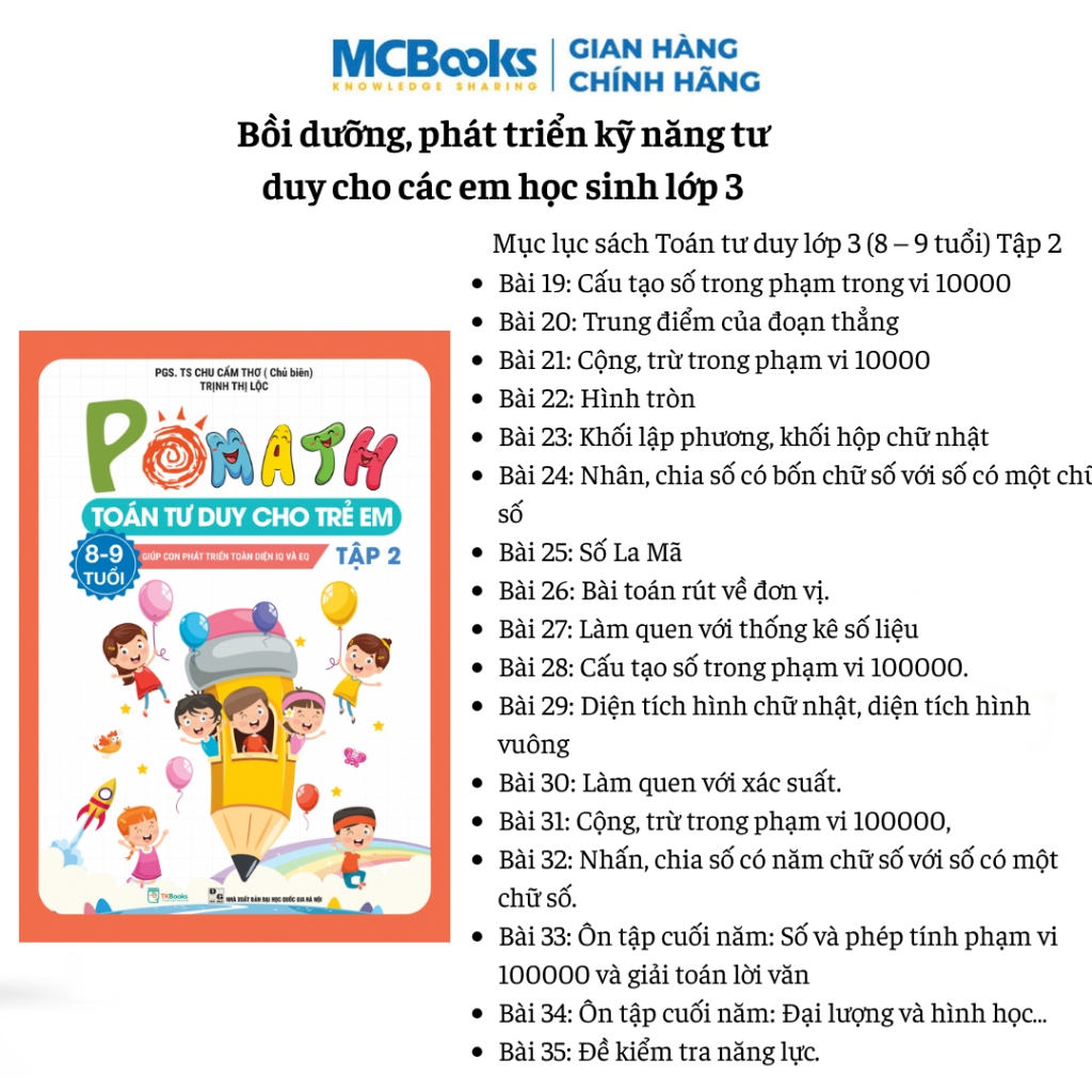 Sách - Combo Pomath Toán Tư Duy Cho Trẻ 8 - 9 Tuổi (Tập 1 + Tập 2)