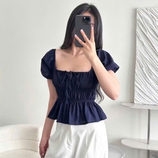 Áo babydoll linen kiểu coquette ngực xinh xắn BBD581