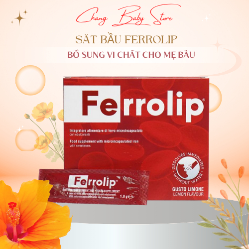 Sắt sinh học Ferrolip dành cho mẹ bầu và người thiếu máu thiếu sắt hộp 20 gói