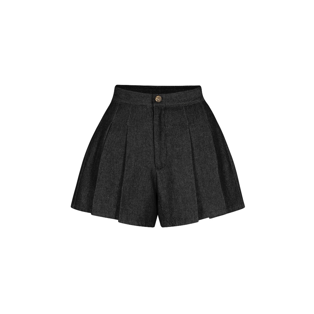 Orli Label | Aria Short | Quần xếp ly Jean Xanh/Đen