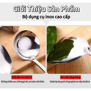 Vá múc canh Inox Cao cấp sạn 28cm Chubby Chef cán cách nhiệt đa năng Mui múc canh vá canh xào an toàn sức khỏe