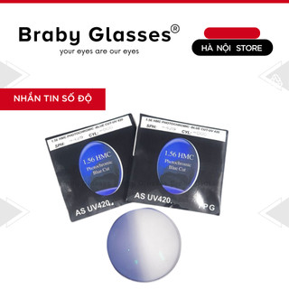 Mắt kính cận, viễn, lão, loạn Braby Glasses tròng kính lọc ánh sáng xanh, đổi màu ra nắng, chống uv