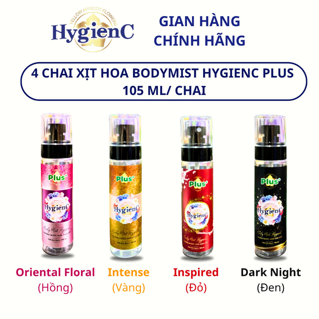 Combo 4 Chai Xịt Thơm Bodymist 105 ML/Chai - Nước Hoa Dành Cho Nam Nữ (Thương Hiệu HygienC Plus)