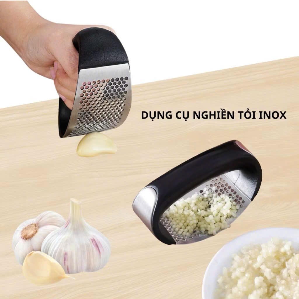 Dụng cụ nghiền dập tỏi ớt, rau củ quả bằng inox cực bền cầm tay tiện lợi