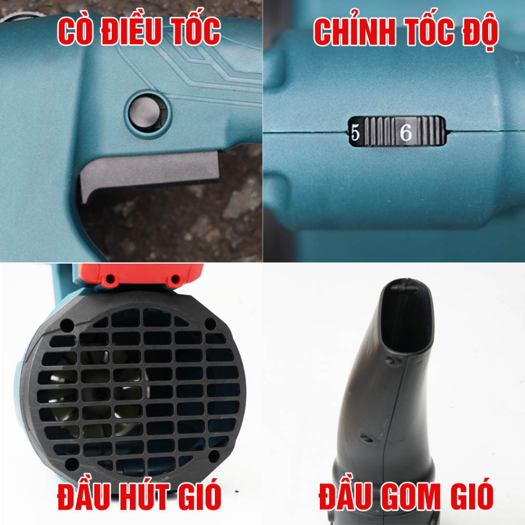 [Chính Hãng] Máy Thổi Lá Bossun BS-RB680M Chuyên Thổi Lá, Rác, Bụi 6 tốc độ 12 Cánh Kèm 2 Ống Thổi