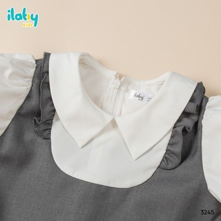 Váy cho bé gái ILABY HCM thiết kế dáng yếm may liền áo trắng tay bồng, phù hợp cho bé đi học, đi chơi [3245]