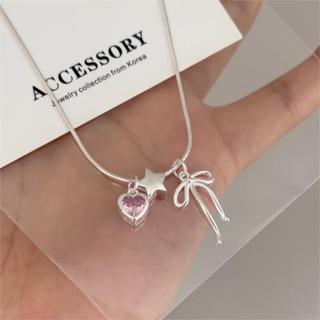Vòng Tay Lắc Tay Bạc 925 PJN Hạt Bạc Mix Charm Nơ Hình Ngôi Sao Dây Mì Trái Tim Hồng Phòng Cách Dành Cho Nữ VT05-VC03