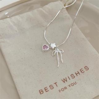 Vòng Tay Lắc Tay Bạc 925 PJN Hạt Bạc Mix Charm Nơ Hình Ngôi Sao Dây Mì Trái Tim Hồng Phòng Cách Dành Cho Nữ VT05-VC03