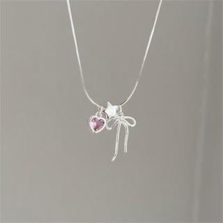 Vòng Tay Lắc Tay Bạc 925 PJN Hạt Bạc Mix Charm Nơ Hình Ngôi Sao Dây Mì Trái Tim Hồng Phòng Cách Dành Cho Nữ VT05-VC03