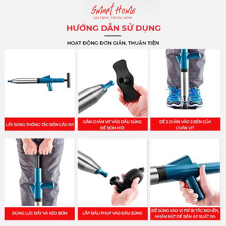 Súng Thông Bồn Cầu, Chậu Rửa Bát, Bồn Tắm - Mẫu Mới  - Khí Nén AGT Cực Mạnh 8kg - Thép Không Gỉ, Nhựa Abs