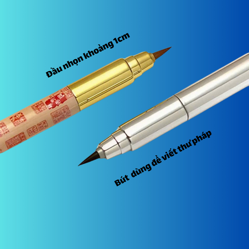 Bút Lông Bấm Ngòi Cho Người Học Tiếng Trung Và Viết Thư Pháp - Tặng kèm 50 ống mực
