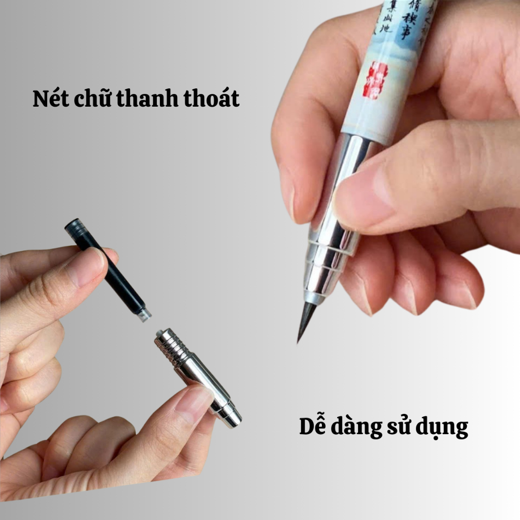 Bút Lông Bấm Ngòi Dành Cho Người Tập Viết Tiếng Trung Và Viết Thư Pháp, Dùng Mực Ống Và Mực Bơm