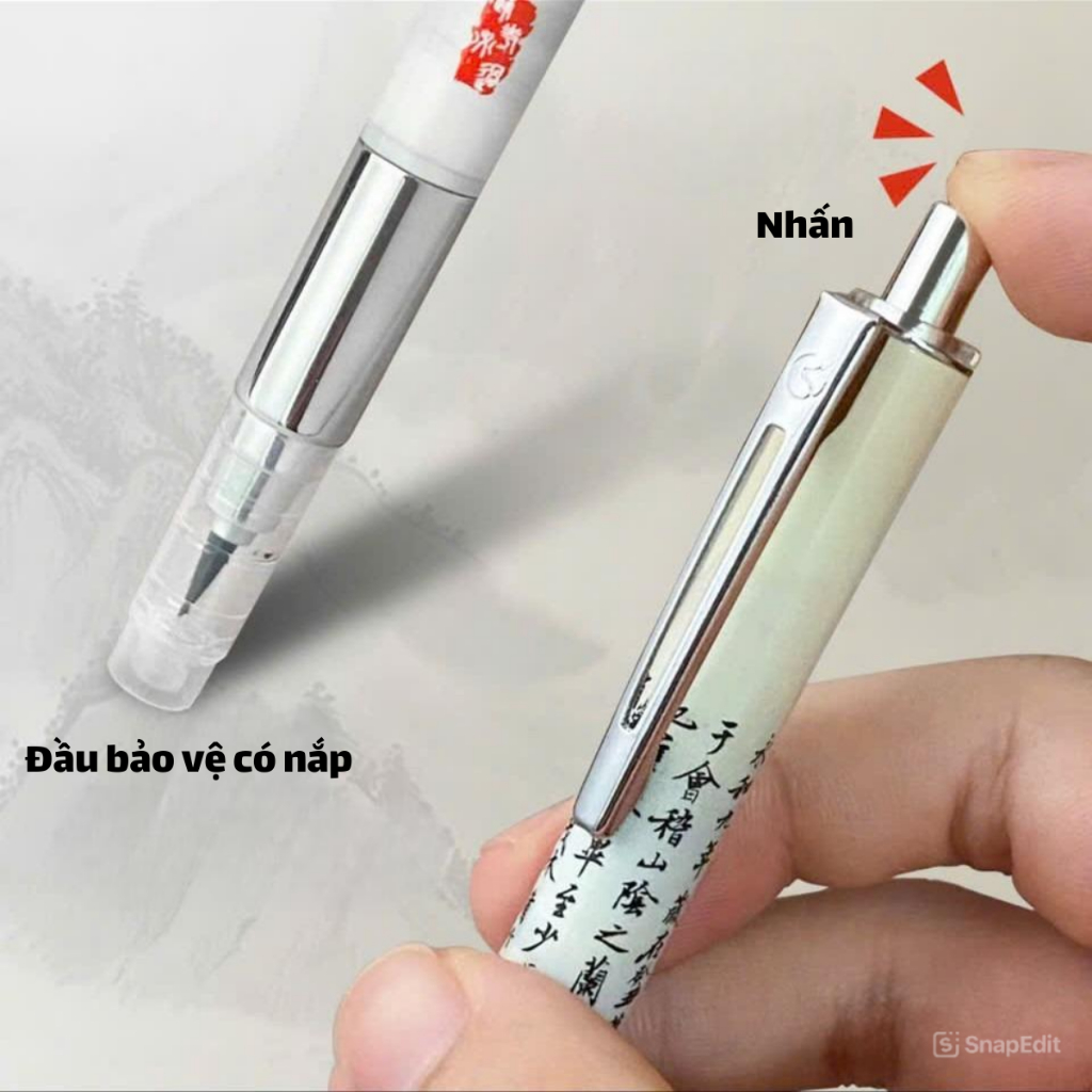 Bút Lông Bấm Ngòi Dành Cho Người Tập Viết Tiếng Trung Và Viết Thư Pháp, Dùng Mực Ống Và Mực Bơm