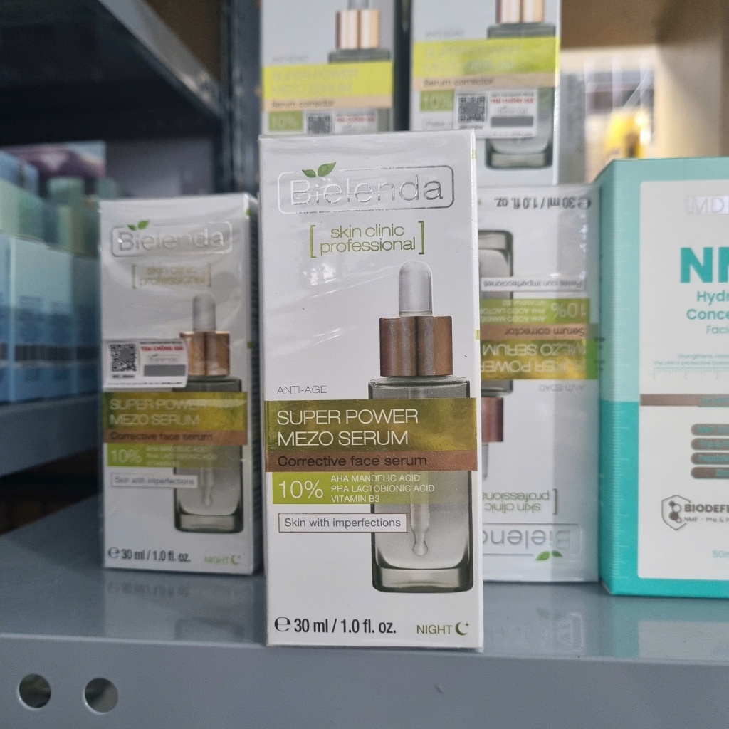 Serum Bielenda Super Power Mezo Skin Clinic Moisturizing cấp nước, dưỡng ẩm/Correcting căng bóng, mờ thâm - 30ml