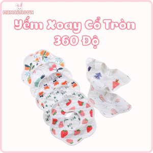 Yếm Xoay Cổ Tròn 360 Độ Chất Liệu Vải Organic An Toàn Cho Bé, Yếm Xoay 360 Độ Chống Thấm Cho Bé