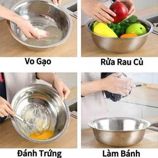 Thau 50CM Inox Cao cấp Chubby Chef Size lớn Trộn Bột Rửa Rau Củ Trái Cây Vo gạo Tiện lợi dễ sử dụng An toàn sức khỏe